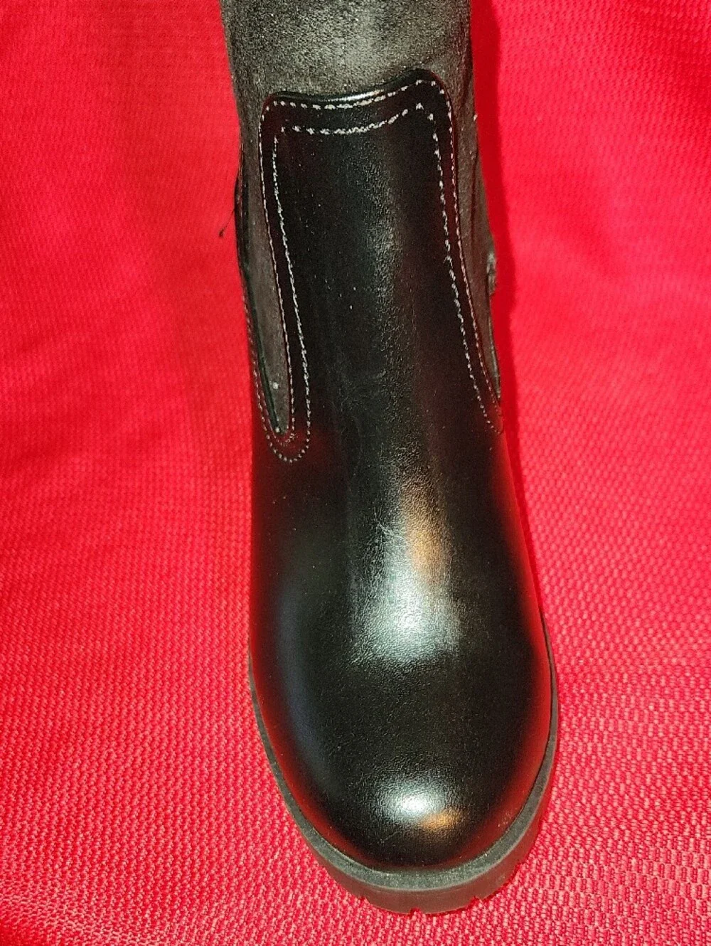 Classic Black Right At the-Knee Leather & Suede Boots